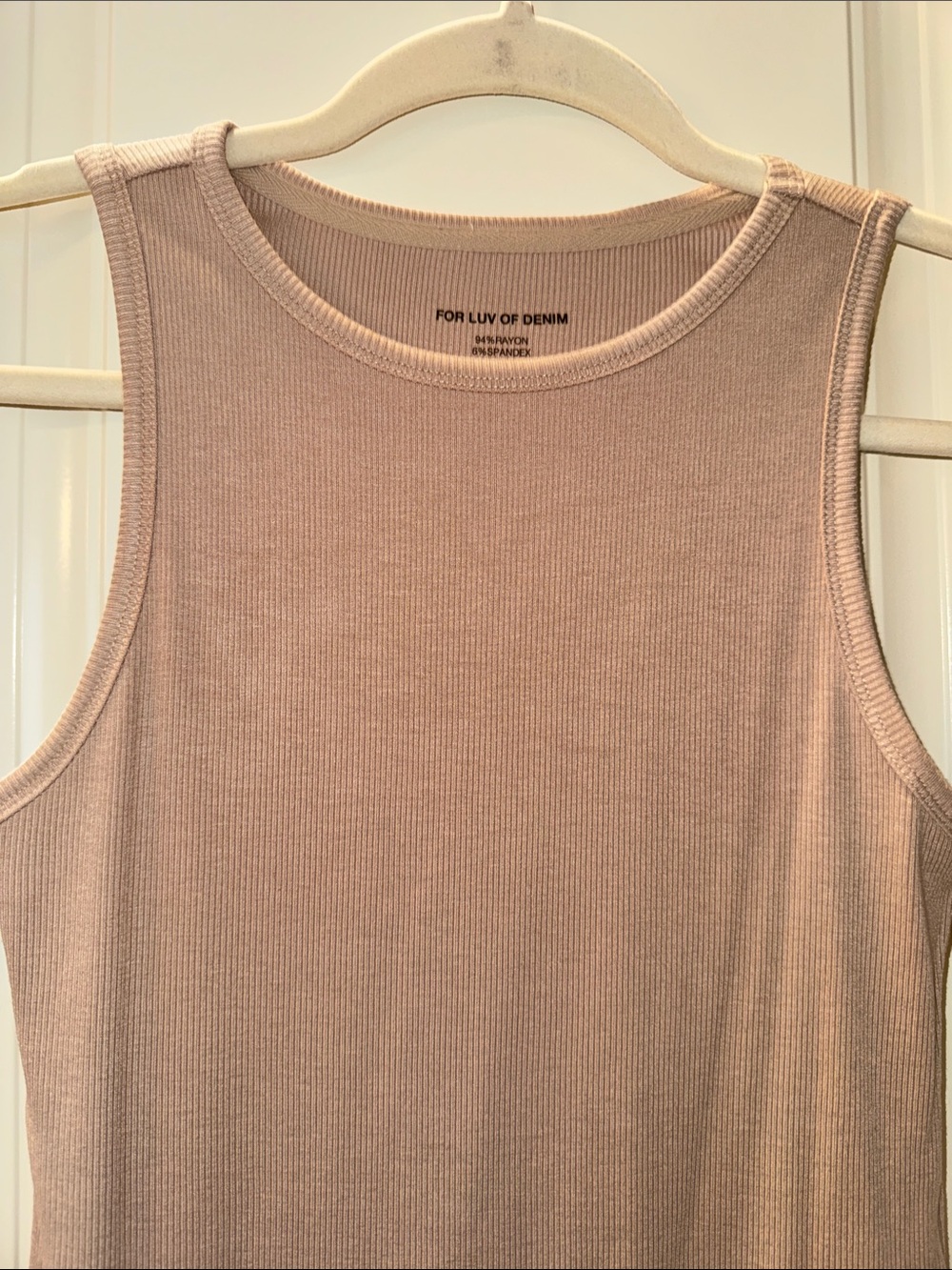 Ribbed Tan Tank Bodysuit - Classic Scoop Neck